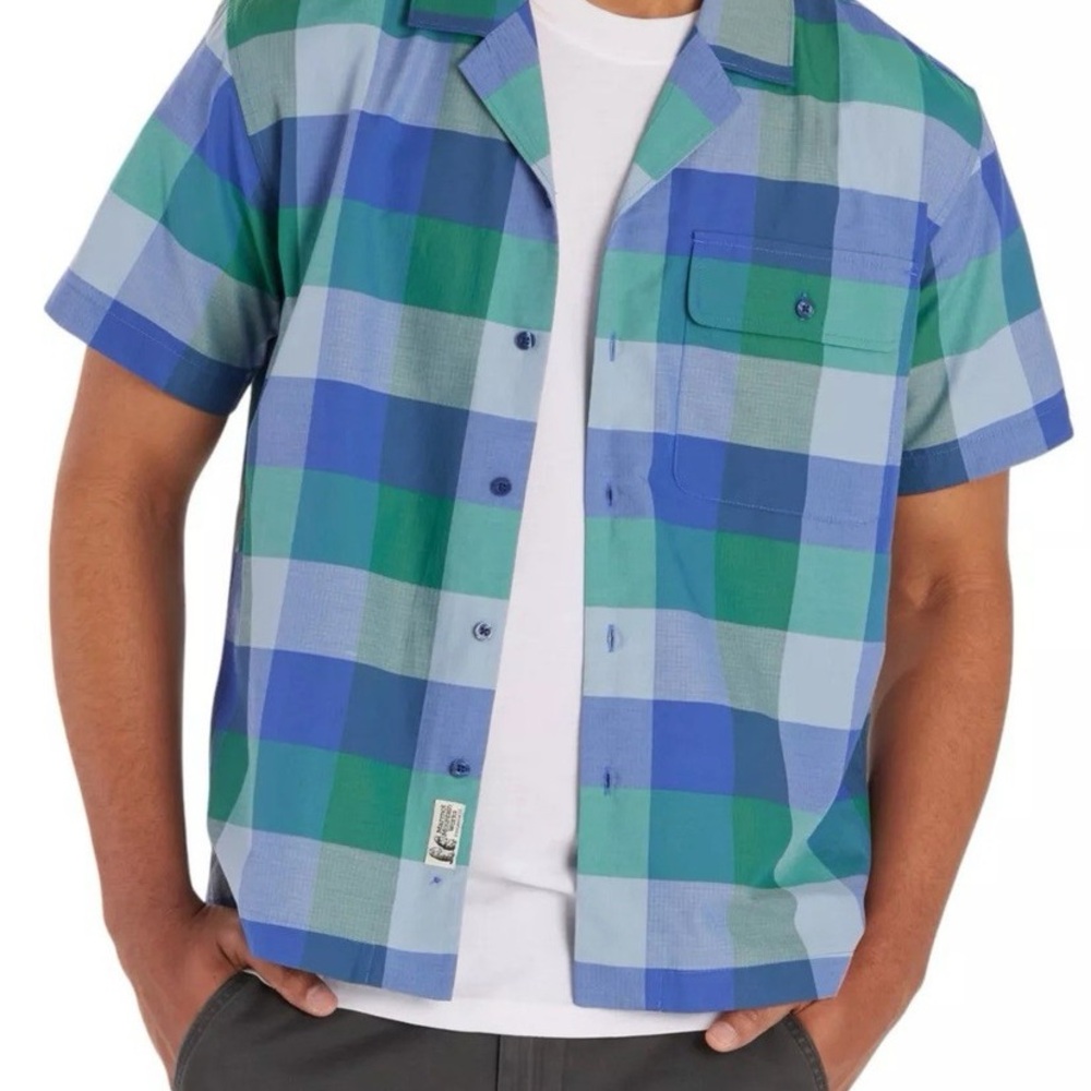 Marmot Mountain Works Blue and Green Checkered SS Shirt
